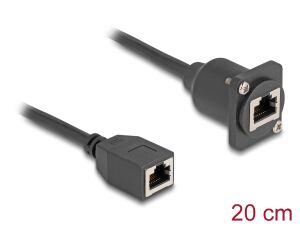 DELOCK D-Typ RJ45 Kabel Buchse zu Buchse Cat.5e SW 20 cm