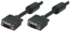 Manhattan SVGA Monitorkabel mit Ferritkernen, HD15 Stecker auf HD15 Stecker mit Ferritkernen, schwarz, 1,8 m
