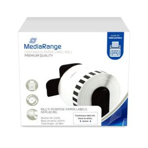 MediaRange Endlospapieretikett, für/ersetzt Brother DK-22205, 62mm, 30.48m, schwarz auf weiß