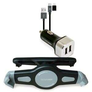 RealPower Tablet Car Set Zubehoer-Set fuer Tablets Aktive Halterung Tablet/UMPC Schwarz, Silber