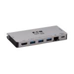 Tripp Lite U442-DOCK5D-GY USB-C Dock – 4K HDMI, USB 3.x (5 Gbps), USB-A/C Nabenanschlüsse, GbE, Speicherkarte, 100 W PD-Aufladung, abnehmbares Kabel