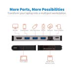 Tripp Lite U442-DOCK5D-GY USB-C Dock – 4K HDMI, USB 3.x (5 Gbps), USB-A/C Nabenanschlüsse, GbE, Speicherkarte, 100 W PD-Aufladung, abnehmbares Kabel