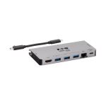 Tripp Lite U442-DOCK5D-GY USB-C Dock – 4K HDMI, USB 3.x (5 Gbps), USB-A/C Nabenanschlüsse, GbE, Speicherkarte, 100 W PD-Aufladung, abnehmbares Kabel