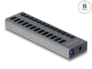 DELOCK Externer USB 5 Gbps Hub mit 13 Ports + Schalter
