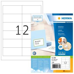 HERMA Etiketten Premium A4 97x42.3 mm weiß Papier matt 1200 St.