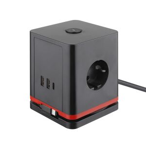 Olympia SW 1000 Verlängerungskabel 1,5 m 3 AC-Ausgänge Drinnen Schwarz, Rot