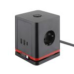 Olympia SW 1000 Verlängerungskabel 1,5 m 3 AC-Ausgänge Drinnen Schwarz, Rot