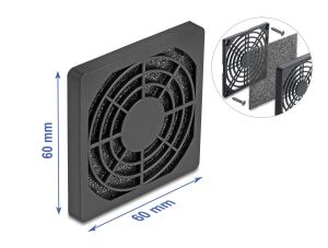 DELOCK Lüftergitter mit Staubfilter 60 x 60 mm schwarz