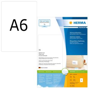 HERMA Adressetiketten Premium Blattformat A6 105x148 mm weiß Papier matt 800 St.