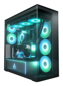 ARCTIC Xtender VG (Mirror Black) Premium E-ATX PC-Gehäuse mit vertikaler GPU-Montage