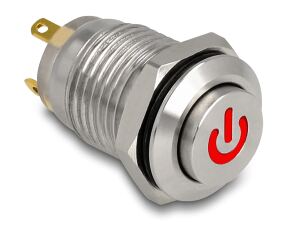 DELOCK Drucktaster zum Einbau 12 mm 4 x Lötanschluss LED rot