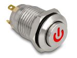 DELOCK Drucktaster zum Einbau 12 mm 4 x Lötanschluss LED rot