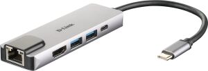D-Link DUB-M520 laptop-dockingstation & portreplikator Kabelgebunden Thunderbolt 3 Aluminium