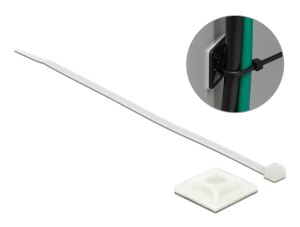 DELOCK Befestigungssockel 25 x 25 mm mit Kabelbinder weiß