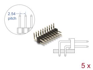 DELOCK Stiftleiste 10 Pin, Rastermaß 2,54 mm, 2-reihig 5 St.