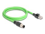 DELOCK M12 Kabel A-kodiert 8 Pin St. zu RJ45 St. PUR(TPU) 1m