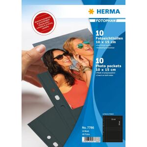 HERMA Fotophan Fotosichthüllen 10x15 cm quer schwarz 10 Hüllen