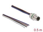 DeLOCK M8 Einbaukabel A-kodiert 4 Pin Stecker für Panel mit offenen Kabeln Front Montage 0,5 m