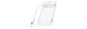 ICY BOX IB-AC703-U3, USB 3.2 Gen 1 zu 2,5" SATA Festplatten (9,5 mm Höhe) Adapter Kabel mit Schutzbox, Zugriff LED, USB 2.0 compatibel, weiß