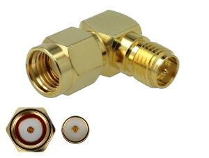 DELOCK Adapter RP-SMA Stecker zu RP-SMA Buchse 90° 3 GHz