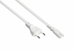 Kabelmeister Euro-Netzkabel Euro-Stecker Typ C an C7/Euro 8 Buchse, weiß, 0,75mm², 1,5m