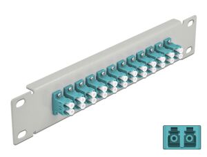 DELOCK 10" LWL Patchpanel 12 Port LC Duplex aqua 1 HE grau