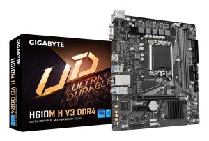 GIGABYTE H610M H V3 DDR4 Mainboard - Unterstützt Intel Core Prozessoren 14th CPUs, 4+1+1 Hybrid Phases Digital VRM, up to 3200MHz DDR4, 1xPCIe 3.0 M.2, GbE LAN, USB 3.2 Gen 1