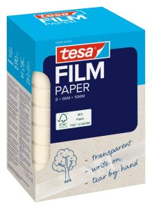 tesafilm PAPIER 8x 66mx19mm transp. zum beschriften faltsch.