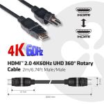 CLUB3D HDMI 2.0 4K60Hz UHD Kabel 360 Grad drehbar 2meter