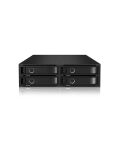 ICY BOX IB-2242SSK, Back Plane, 4x 2,5" (6-15 mm high) SAS & SATA in 1x 5,25" bay, dual Channel, Schloss, 2x 4cm fan, schwarz