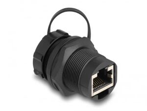 DELOCK RJ45 Cat.6A Kupplung mit Verschlusskappe IP67 staub-
