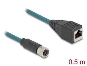 DELOCK M12 Adapterkabel X-kodiert 8 Pin Bu zu RJ45,Bu 50 cm