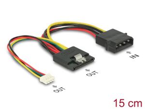 DELOCK Stromkabel SATA 15Pin Bu > Molex 4Pin St + 4Pin Bu