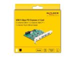 DeLOCK USB 5 Gbps PCI Express x1 Karte zu 3 x extern Typ-A + 2 x extern USB Type-C Buchse und 1 x intern 19 Pin USB Pfostenstecker