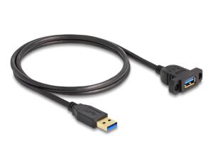 DeLOCK SuperSpeed USB 5 Gbps (USB 3.2 Gen 1) Kabel USB Typ-A Stecker zu Buchse 1 m zum Einbau schwarz