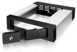 ICY BOX IB-158SSK-B, Wechselrahmen, 1x 3,5" SATA I/II/III oder SAS II HDD zu 1x SATA Host, EasySwap trägerlos, Stahl + Plastik, abschließbar,schwarz
