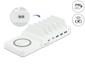 DELOCK USB + kabelloses Ladegerät 2xUSB-C PD + 3xUSB-A 110 W