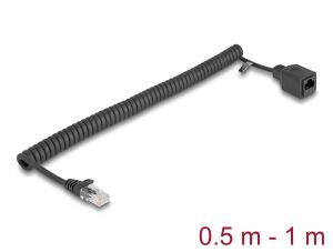 DELOCK RJ45 Spiralkabel St > Bu Cat.5e UTP 0,5m - 1m schwarz
