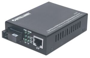 Intellinet Gigabit Ethernet WDM bidirektionaler Singlemode Medienkonverter, 10/100/1000Base-TX auf 1000Base-LX (SC) Singlemode, 20 km, WDM (RX1550/TX1310)