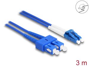 DELOCK LWL Kabel mit Metallarmierung LC Duplex Singlemode 3m