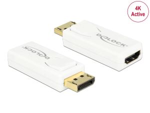 DELOCK Displayport Adapter DP -> HDMI St/Bu 4K Aktiv weiß