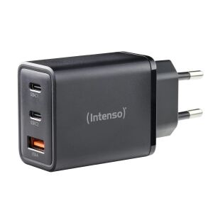 Intenso Power Adapter W65ACC, USB Netzteil mit 1 USB-A und 2 USB-C Anschlüssen, schwarz