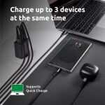 Intenso Power Adapter W65ACC, USB Netzteil mit 1 USB-A und 2 USB-C Anschlüssen, schwarz