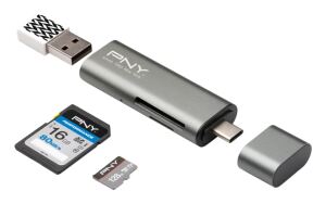 PNY R-TC-UA-3N1E01-RB Kartenleser USB 3.2 Gen 1 (3.1 Gen 1) Type-C Metallisch