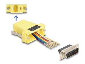 DELOCK Adapter D-Sub15 -> RJ45 St/Bu Montagesatz gelb