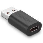 Lindy 41904 Kabeladapter USB 3.2 Type A USB 3.2 Type C Schwarz