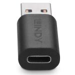 Lindy 41904 Kabeladapter USB 3.2 Type A USB 3.2 Type C Schwarz