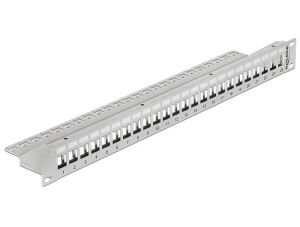 DELOCK Patchpanel 1HE 24 Keystone Ports grau