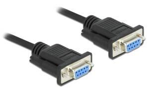 DeLOCK Seriell Kabel RS-232 D-Sub 9 Buchse zu Buchse Nullmodem mit schmalem Steckergehäuse - Full Handshaking - 0,5 m