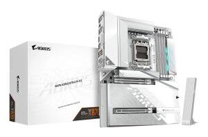 GIGABYTE X870 AORUS STEALTH ICE Mainboard – Unterstützt AMD Ryzen 9000 CPUs, digitales 16+2+2 Phasen VRM, bis zu 8200 MHz DDR5 (OC), 2 x PCIe 5.0 + 2 x PCIe 4.0, Wi-Fi 7, 5 GbE LAN, USB 4